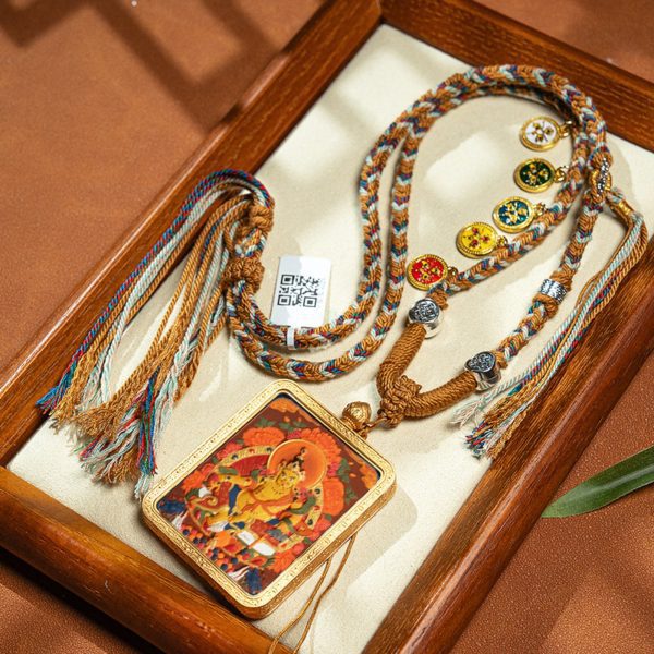 Tibetan Hand-Painted Buddha Thangka Necklace