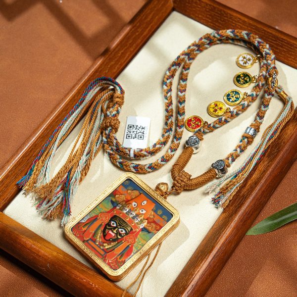 Tibetan Hand-Painted Buddha Thangka Necklace