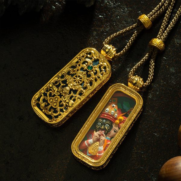 Tibetan Hand-Painted Thangka Buddha Pendant Necklace