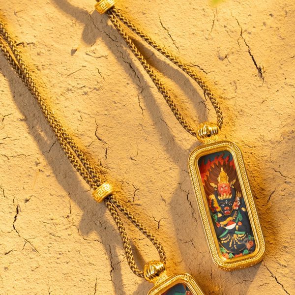 Tibetan Hand-Painted Thangka Buddha Pendant Necklace