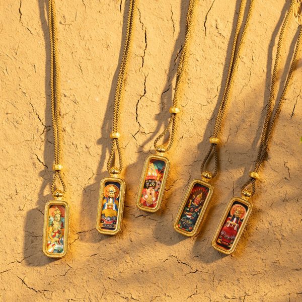 Tibetan Hand-Painted Thangka Buddha Pendant Necklace