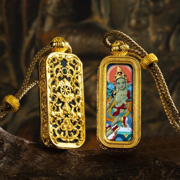 Tibetan Hand-Painted Thangka Buddha Pendant Necklace