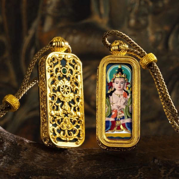 Tibetan Hand-Painted Thangka Buddha Pendant Necklace