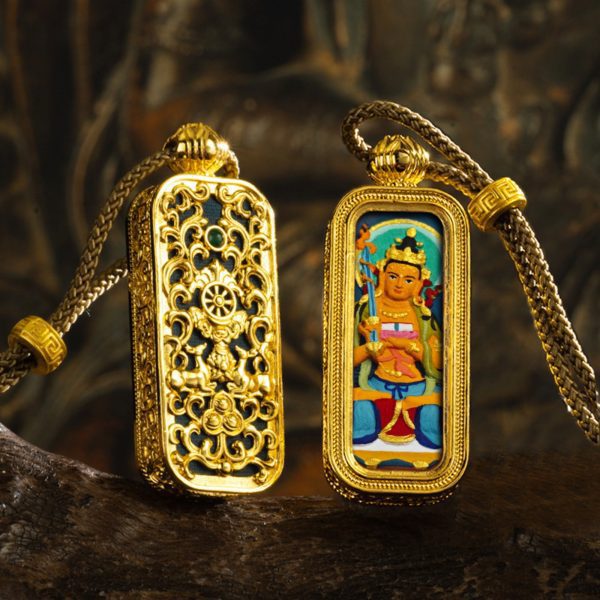Tibetan Hand-Painted Thangka Buddha Pendant Necklace
