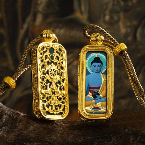 Tibetan Hand-Painted Thangka Buddha Pendant Necklace