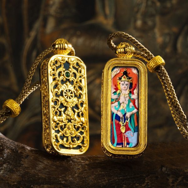 Tibetan Hand-Painted Thangka Buddha Pendant Necklace