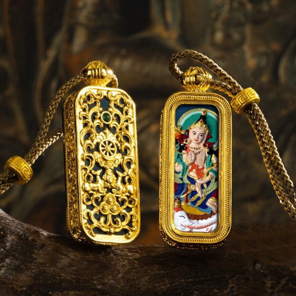 Tibetan Hand-Painted Thangka Buddha Pendant Necklace