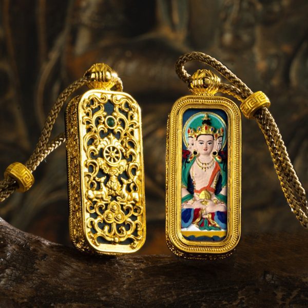 Tibetan Hand-Painted Thangka Buddha Pendant Necklace