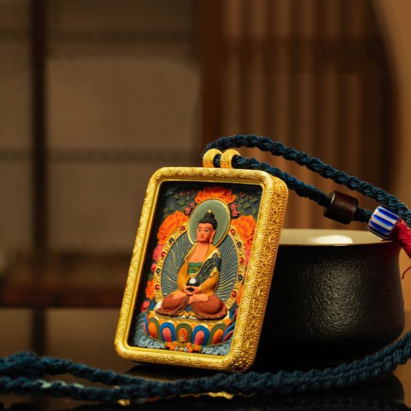 Tibetan Hand-Painted Zodiac Guardian Buddha Gawu Pendant Necklace