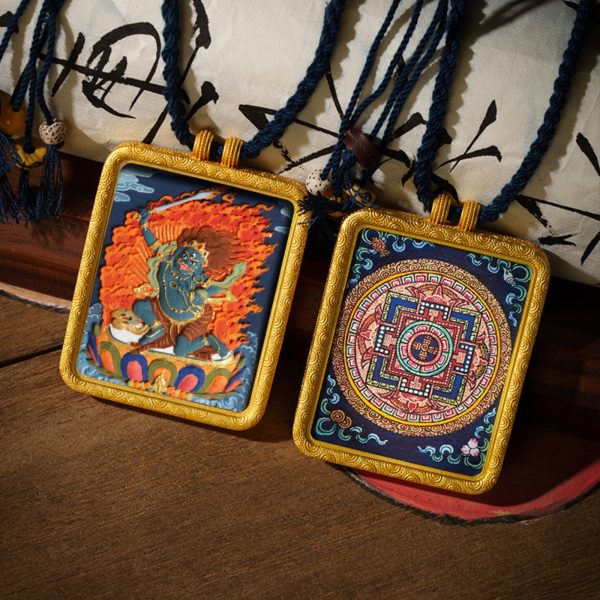 Tibetan Hand-Painted Zodiac Guardian Buddha Gawu Pendant Necklace