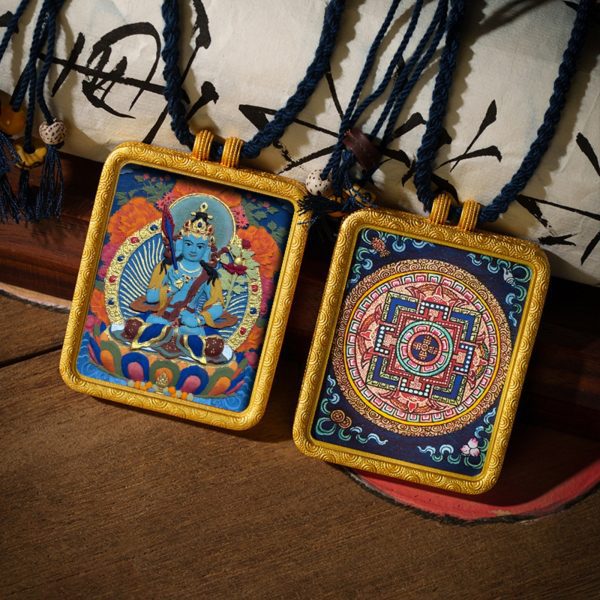 Tibetan Hand-Painted Zodiac Guardian Buddha Gawu Pendant Necklace