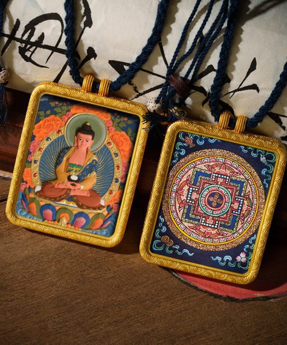 Tibetan Hand-Painted Zodiac Guardian Buddha Gawu Pendant Necklace