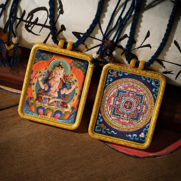 Tibetan Hand-Painted Zodiac Guardian Buddha Gawu Pendant Necklace