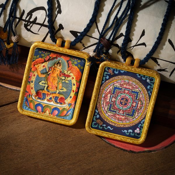 Tibetan Hand-Painted Zodiac Guardian Buddha Gawu Pendant Necklace