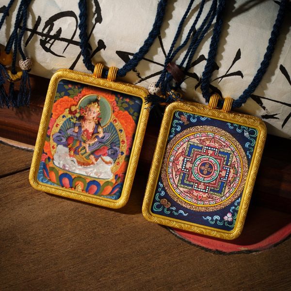 Tibetan Hand-Painted Zodiac Guardian Buddha Gawu Pendant Necklace