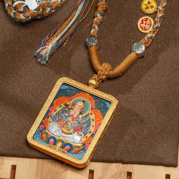 Tibetan Hand-Painted Zodiac Guardian Thangka Necklace