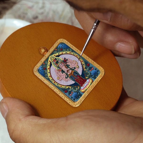 Tibetan Hand-Painted Zodiac Guardian Thangka Necklace