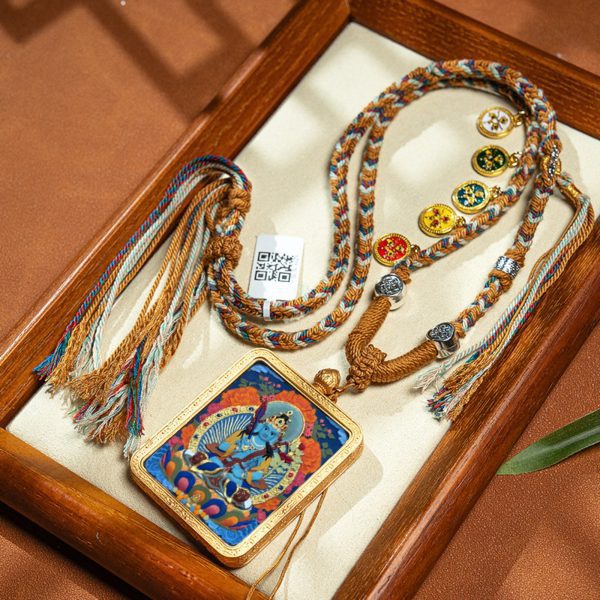 Tibetan Hand-Painted Zodiac Guardian Thangka Necklace