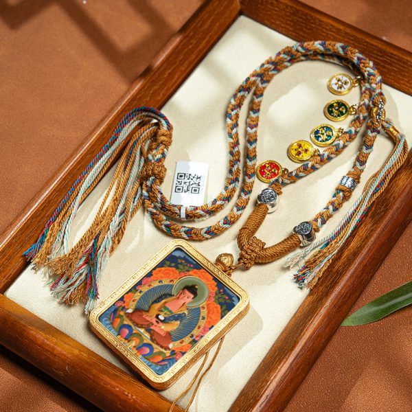 Tibetan Hand-Painted Zodiac Guardian Thangka Necklace