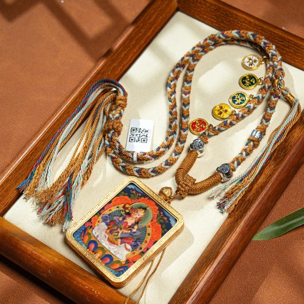 Tibetan Hand-Painted Zodiac Guardian Thangka Necklace