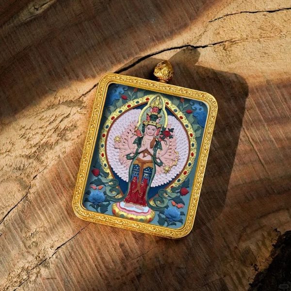Tibetan Hand-Painted Zodiac Guardian Thangka Necklace