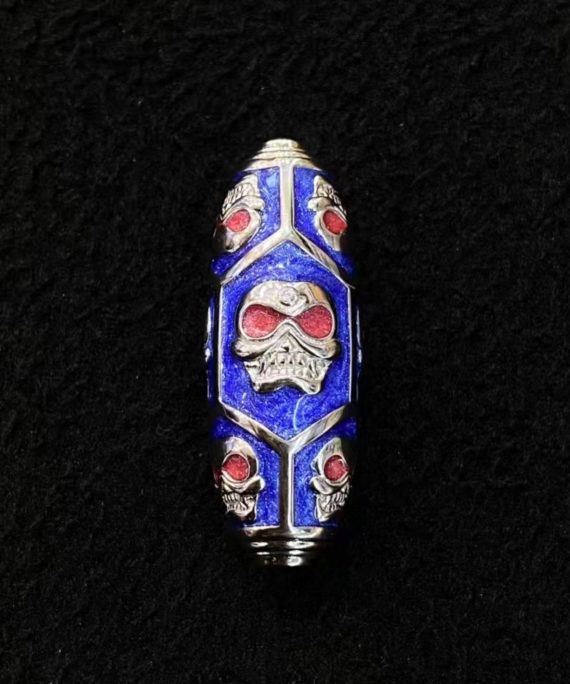 Tibetan Citipati Dzi Enamel Silver Pendant