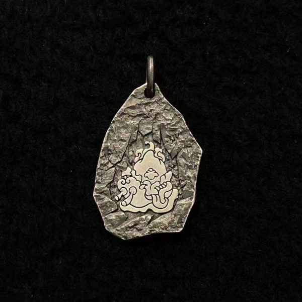 Tibetan Mahakala Protector Deity Sterling Silver Talisman Pendant Necklace