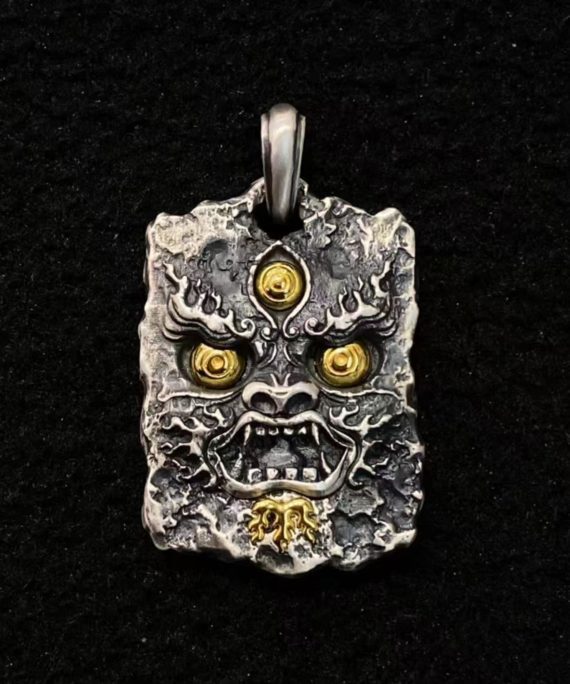 Tibetan Mahakala Silver Amulet Pendant
