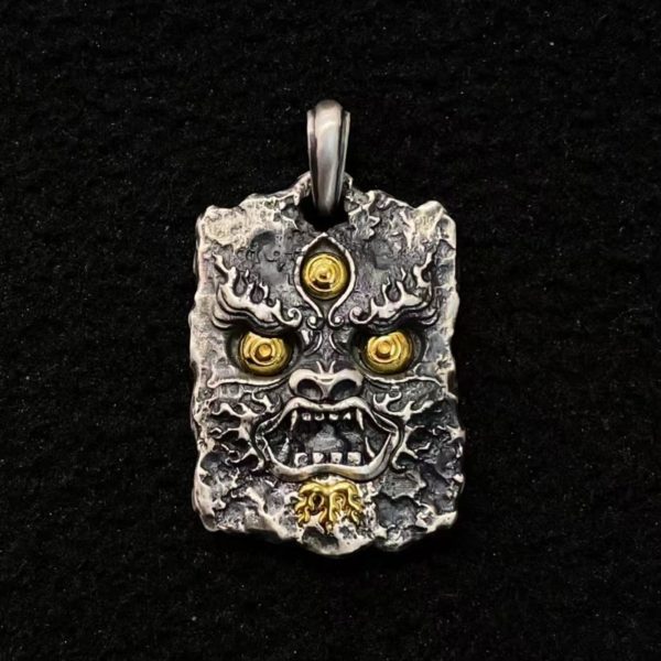 Tibetan Mahakala Silver Amulet Pendant