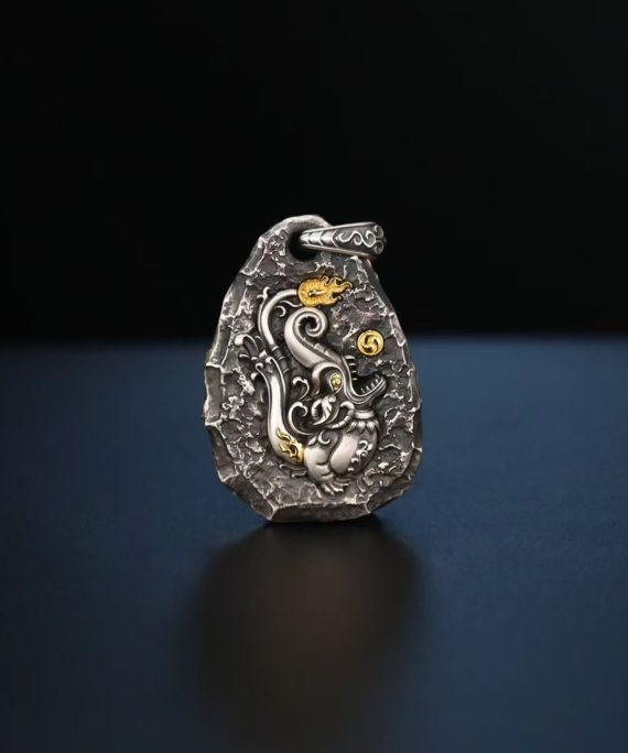 Tibetan Makara Silver Pendant Necklace