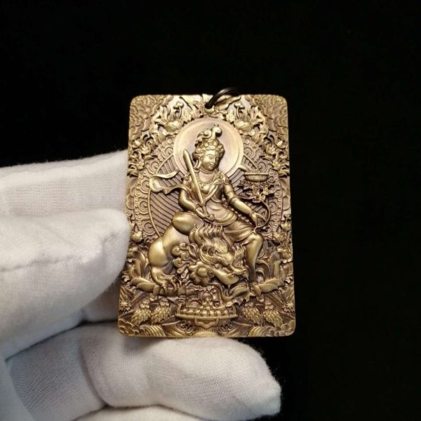 Tibetan Manjushri Brass Pendant Necklace