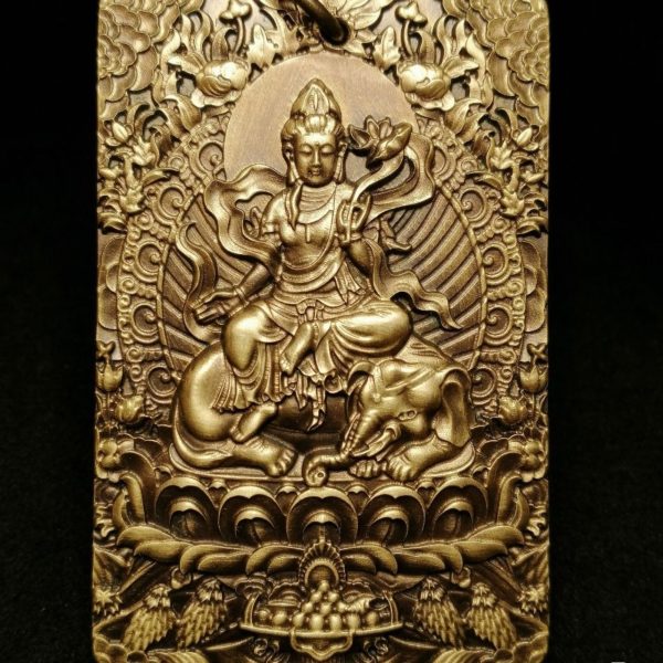Tibetan Samantabhadra Brass Pendant Necklace