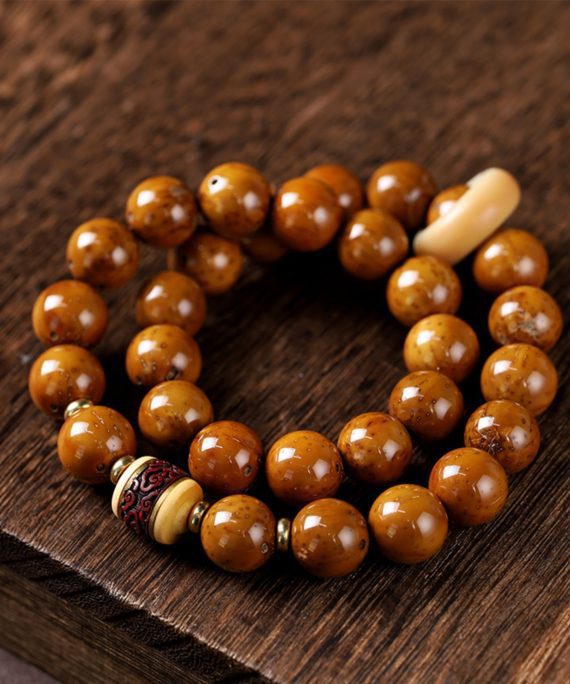 Tibetan Silver Zodiac Mantra Bodhi Mala Bracelet