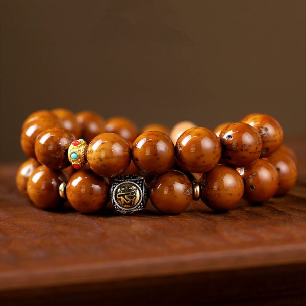 Tibetan Silver Zodiac Mantra Bodhi Mala Bracelet