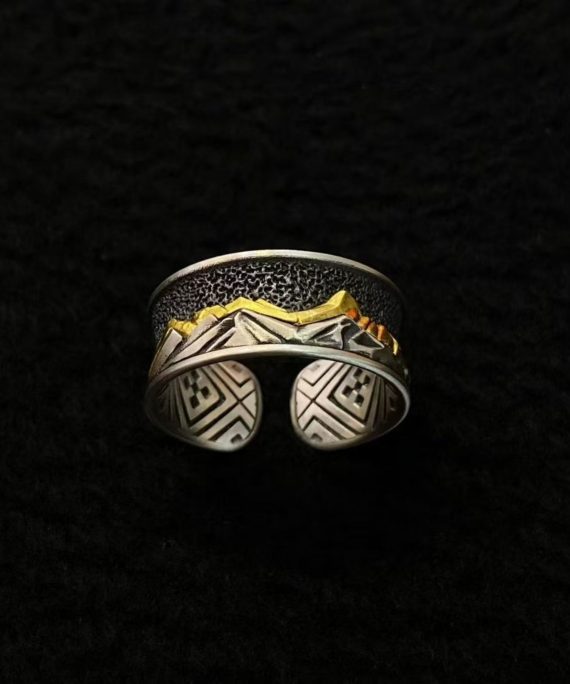 Tibetan Snow Mountain Sterling Silver Adjustable Ring