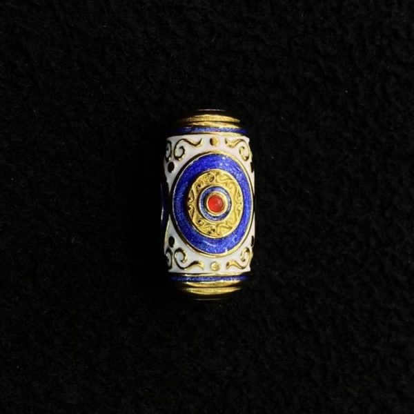 Tibetan Three-Eyed Dzi Enamel Silver Pendant