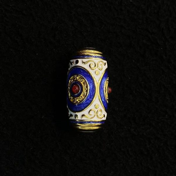 Tibetan Three-Eyed Dzi Enamel Silver Pendant