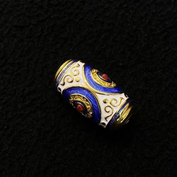 Tibetan Three-Eyed Dzi Enamel Silver Pendant