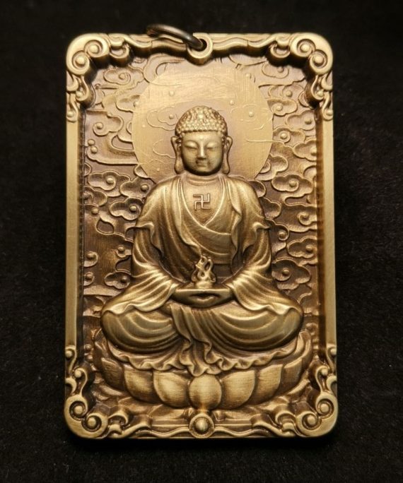 Tibetan Vairocana Buddha Brass Pendant Necklace