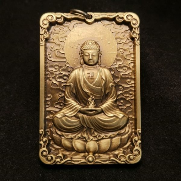 Tibetan Vairocana Buddha Brass Pendant Necklace
