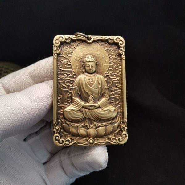 Tibetan Vairocana Buddha Brass Pendant Necklace
