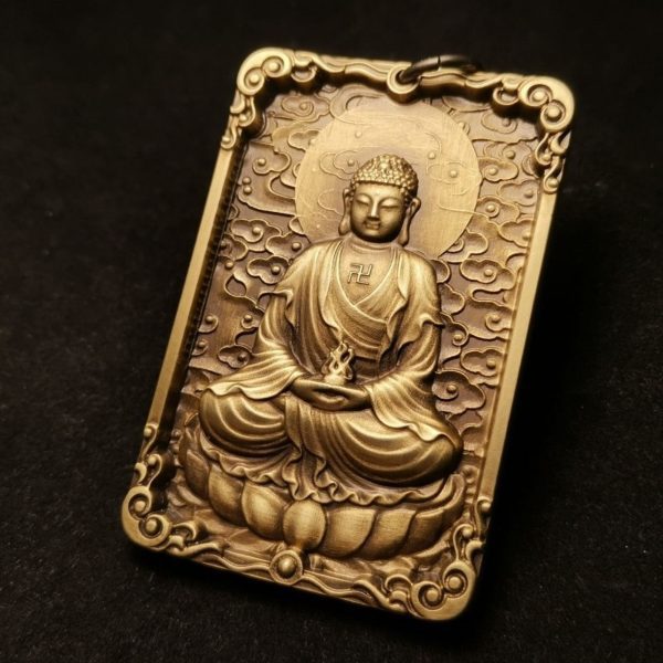 Tibetan Vairocana Buddha Brass Pendant Necklace