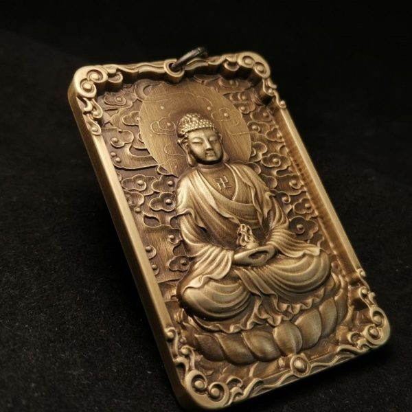 Tibetan Vairocana Buddha Brass Pendant Necklace