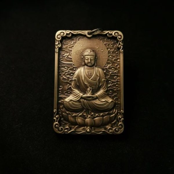 Tibetan Vairocana Buddha Brass Pendant Necklace