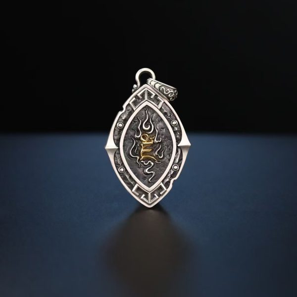 Tibetan Yellow Jambhala Gaze Silver Pendant Necklace
