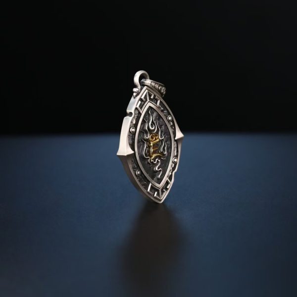 Tibetan Yellow Jambhala Gaze Silver Pendant Necklace