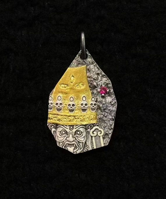 Tibetan Zakiram (Wealth Goddess) Sterling Silver Talisman Pendant Necklace
