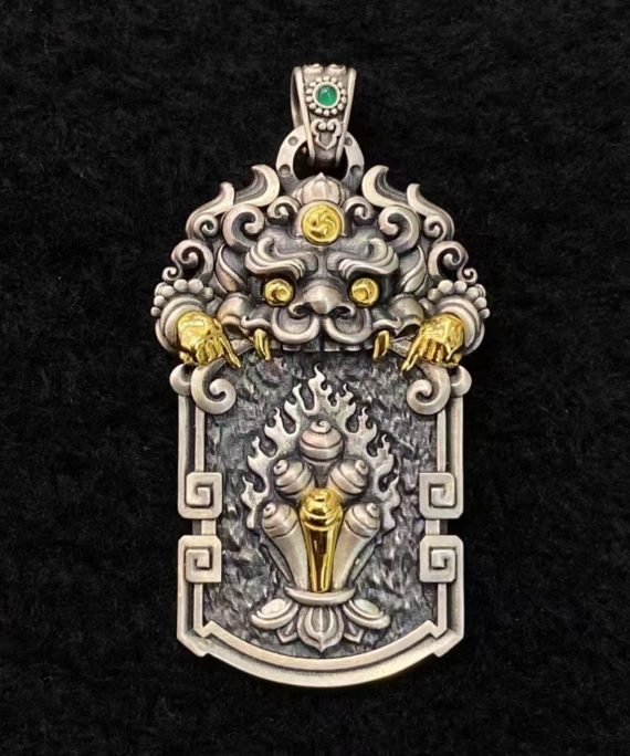 Tibetan Zhibazha & Vajra Silver Amulet Necklace