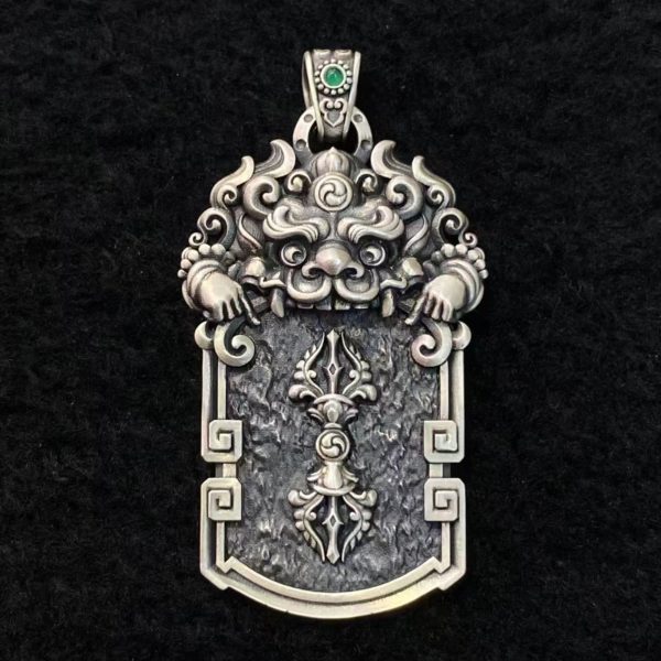 Tibetan Zhibazha & Vajra Silver Amulet Necklace