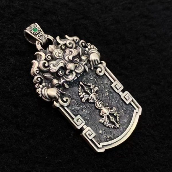 Tibetan Zhibazha & Vajra Silver Amulet Necklace